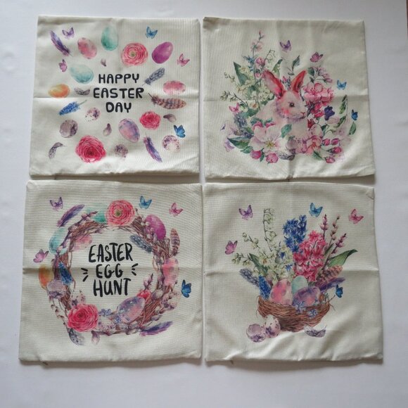 New Flyart Easter Pillow Covers With Zippers Set of 4 - Picture 1 of 8